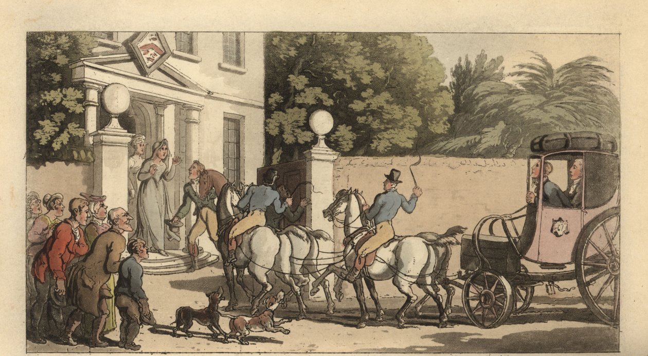 Junger englischer Gentleman kehrt nach der Grand Tour nach Hause zurück von Thomas Rowlandson