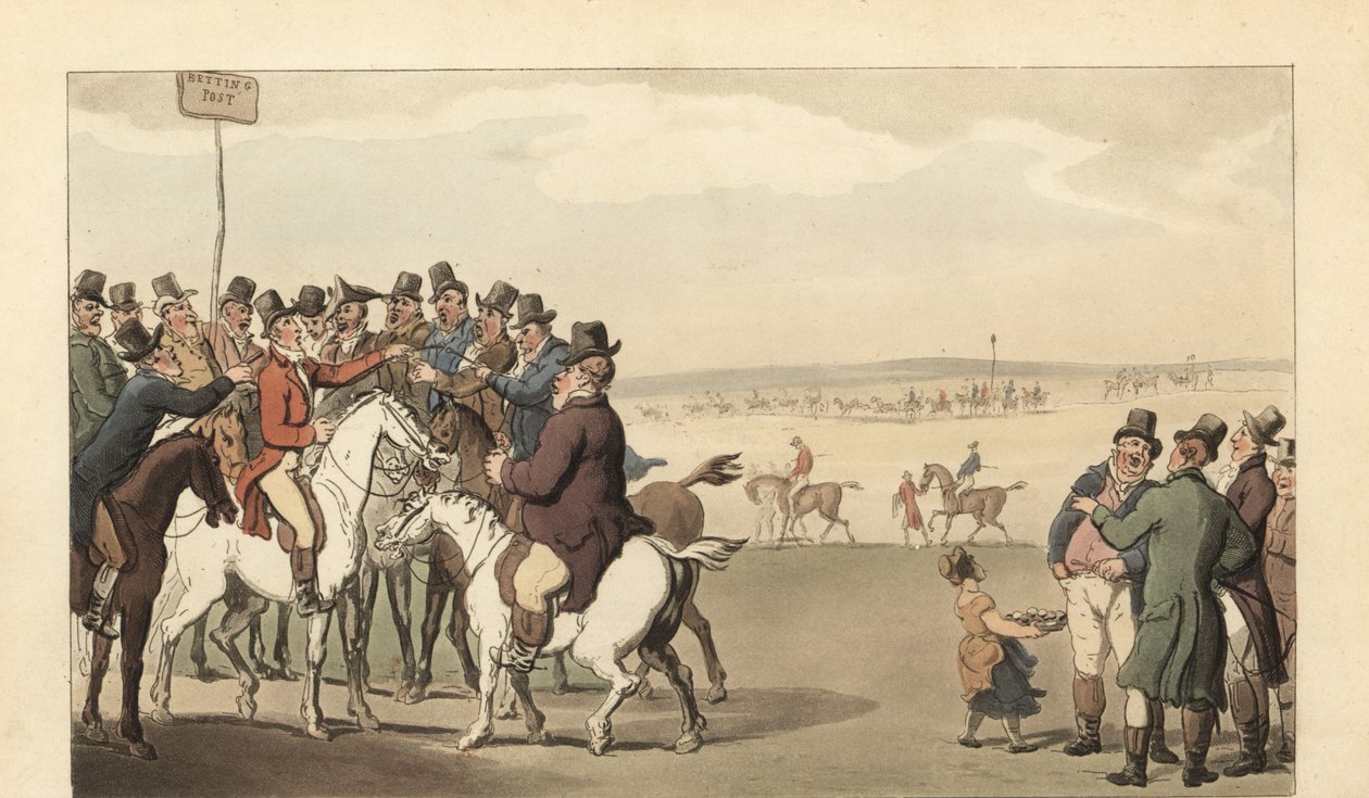Junger englischer Herr beim Glücksspiel auf der Rennbahn von Newmarket von Thomas Rowlandson