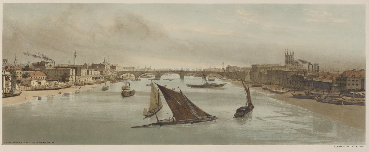 London wie es ist: London Bridge, von der Southwark Bridge von Thomas Shotter Boys