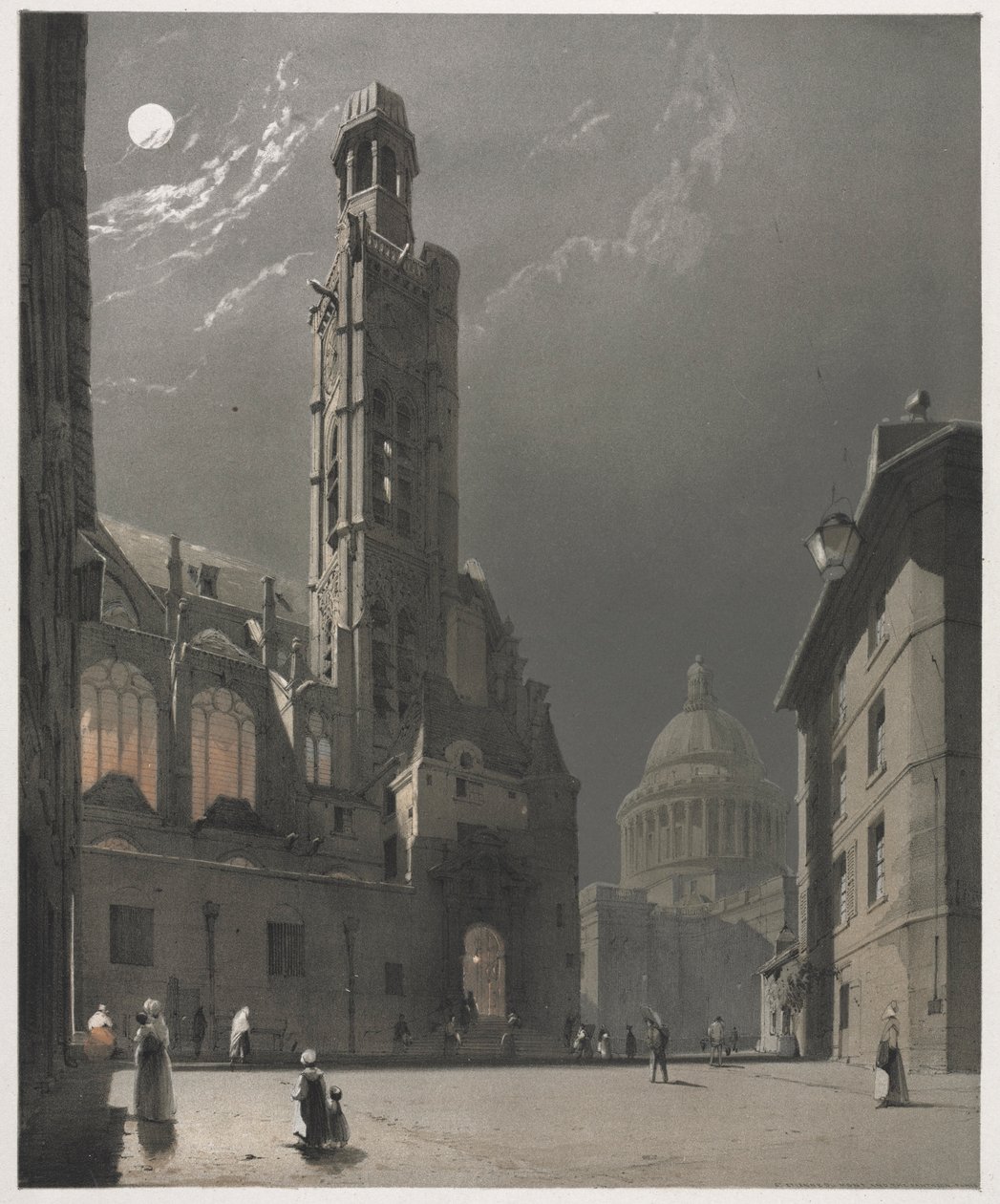 Malerische Architektur in Paris, Gent, Antwerpen, Rouen: St. Etienne du Mont..., 1839 von Thomas Shotter Boys
