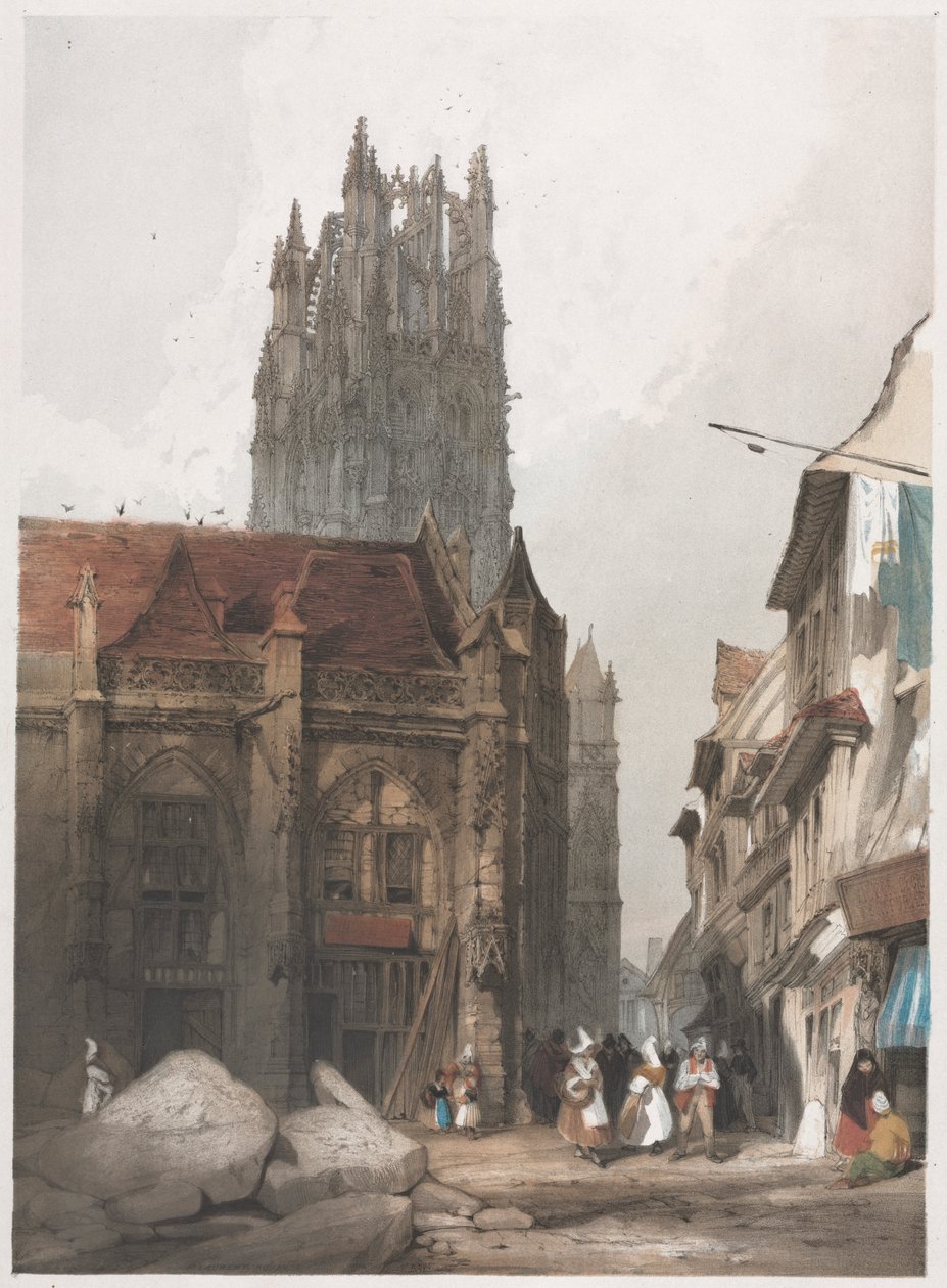 Malerische Architektur in Paris, Gent, Antwerpen, Rouen: St. Laurent, Rouen, Frankreich, 1839 von Thomas Shotter Boys