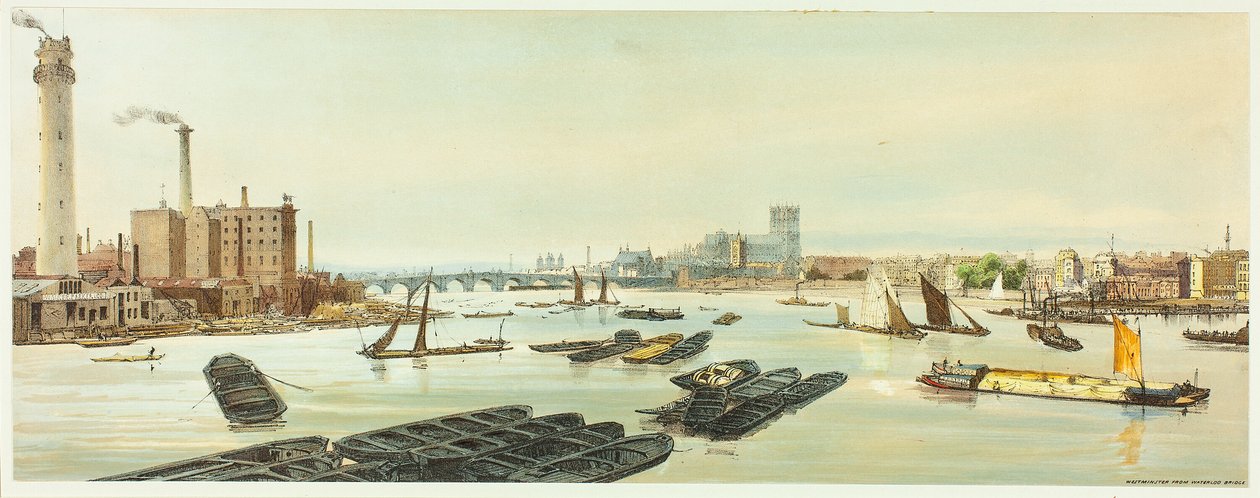 Westminster, von der Waterloo Bridge, Platte neunzehn aus Original Views of London as It Is von Thomas Shotter Boys