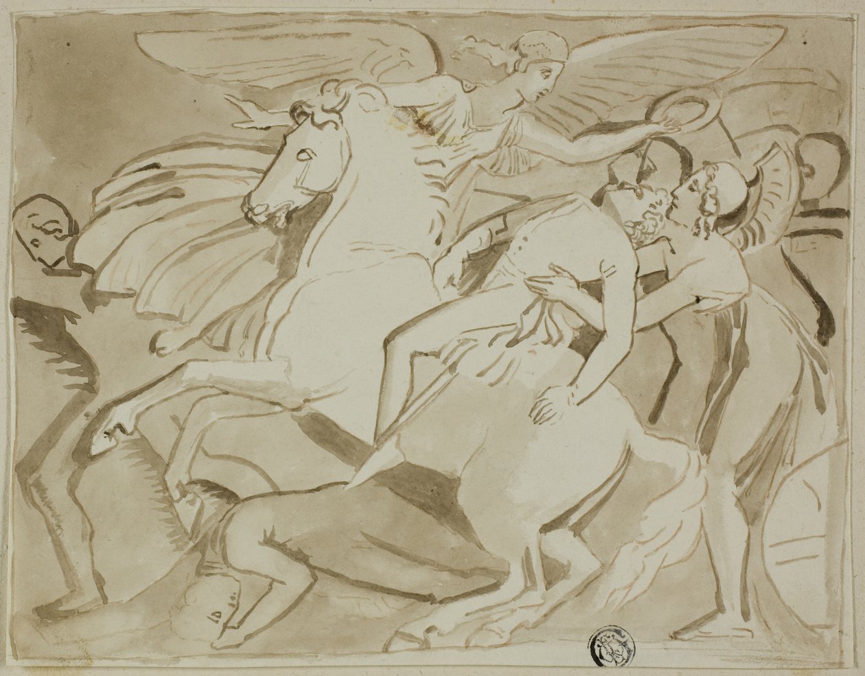 Engel legt Kranz auf den Kopf eines sterbenden Soldaten von Thomas Stothard