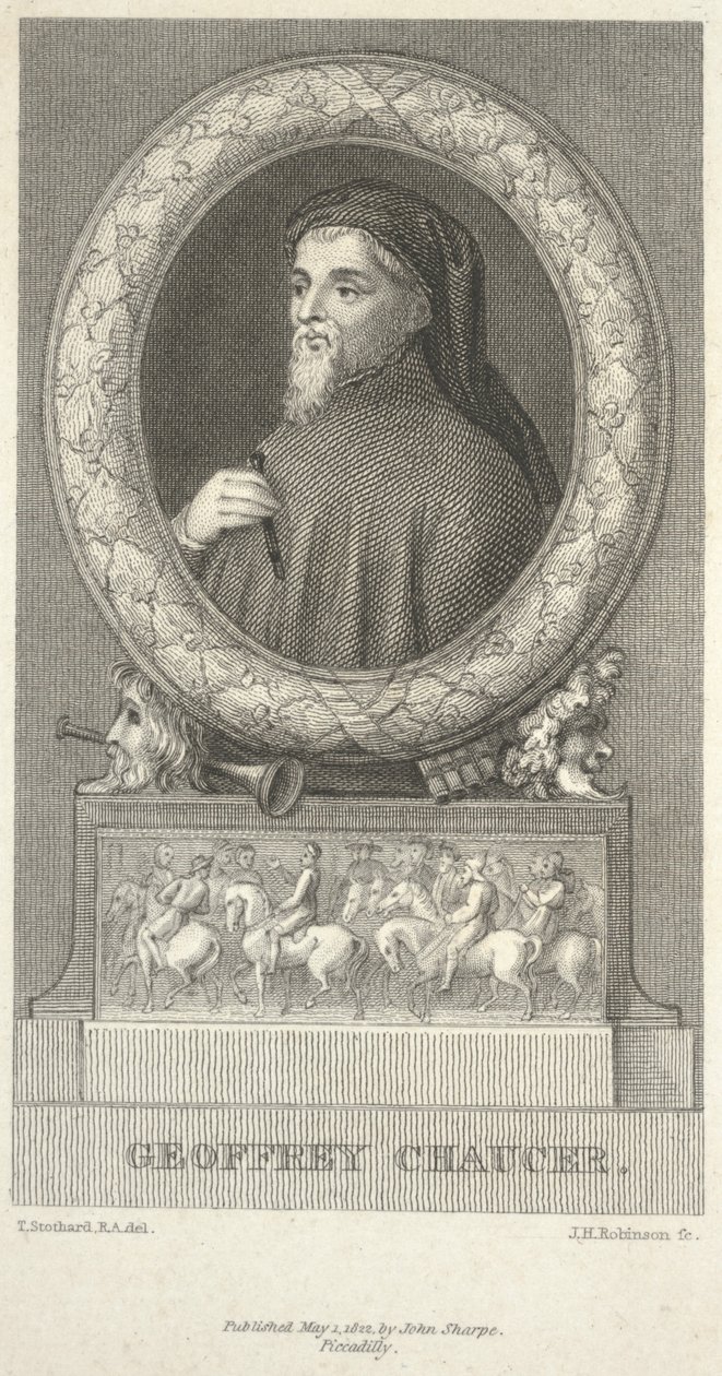 Geoffrey Chaucer, graviert von John Henry Robinson von Thomas Stothard