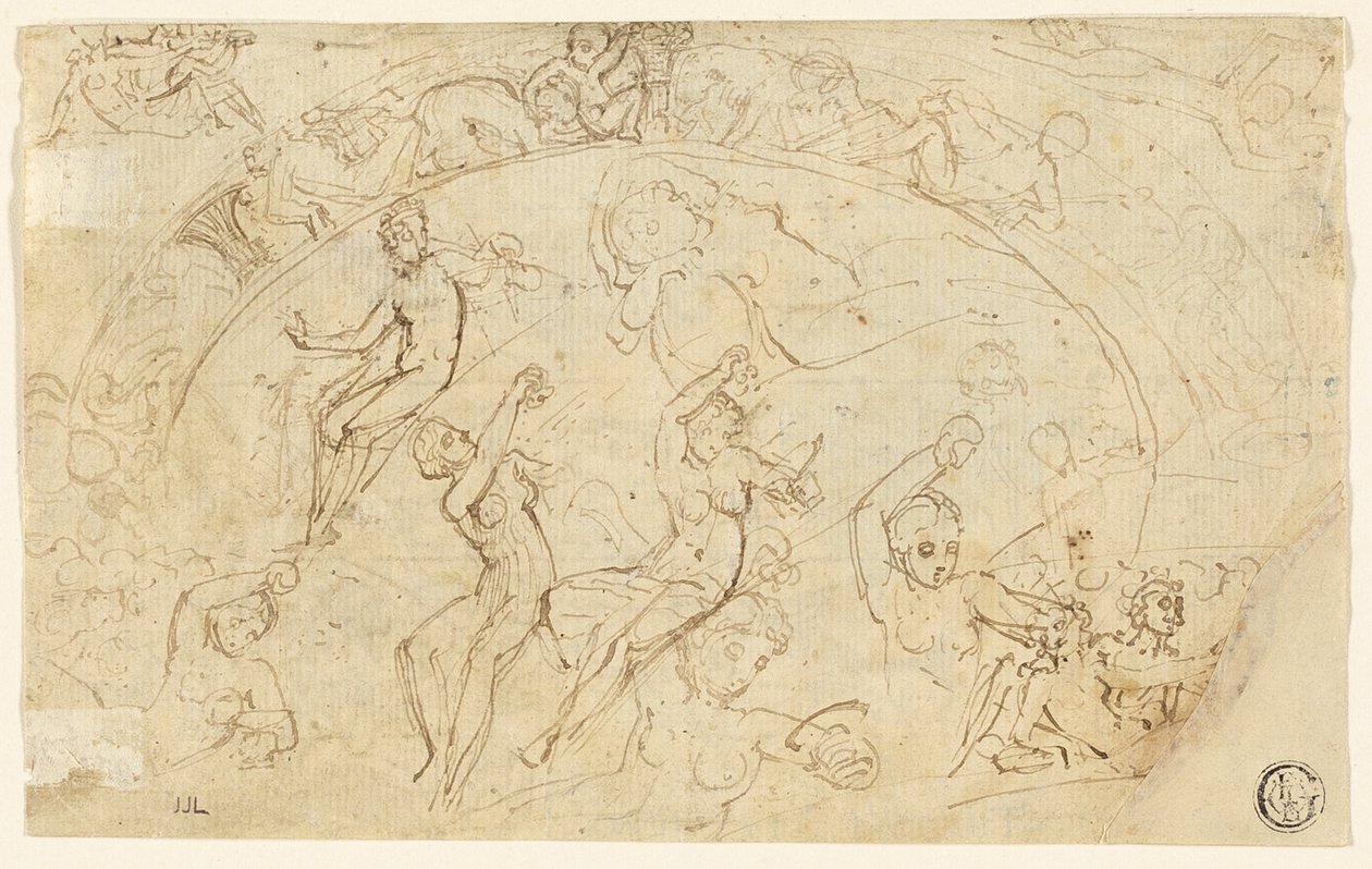 Skizzen für Silbertablett (recto); Skizzen von Friesen, Frauengruppen (verso) von Thomas Stothard