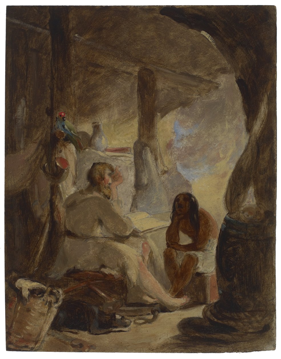 Robinson Crusoe und Freitag in der Höhle von Thomas Sully