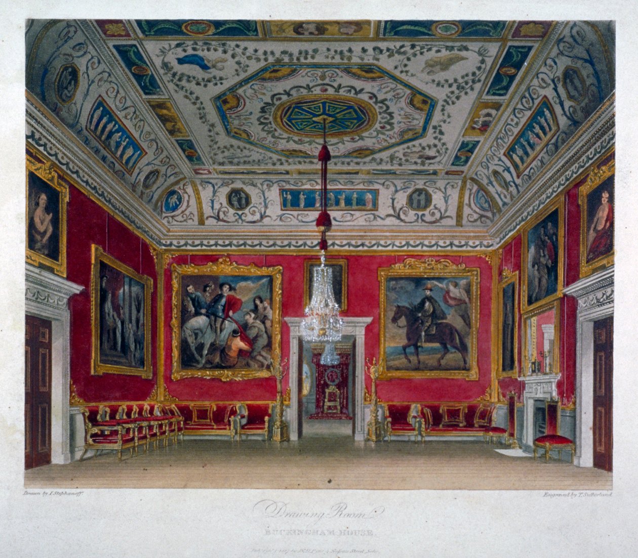 Innenansicht des Salons im Buckingham House, Westminster, London, 1817 von Thomas Sutherland