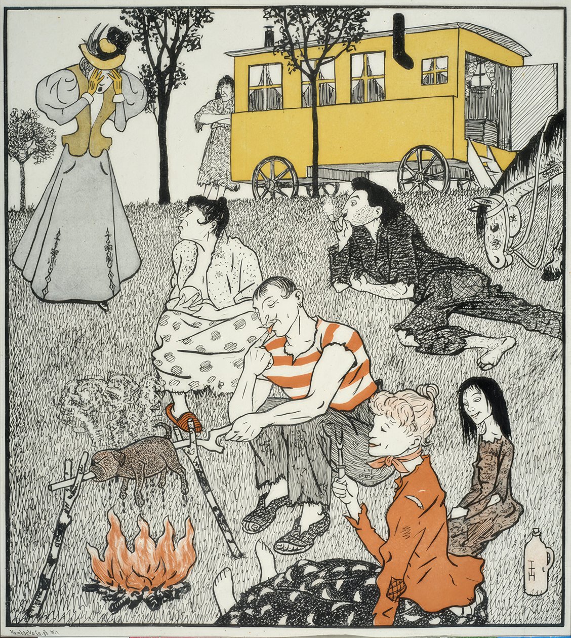 Ein Wiedersehen. Oh Puzzi, muss ich so dich wiederfinden! von Thomas Theodor Heine