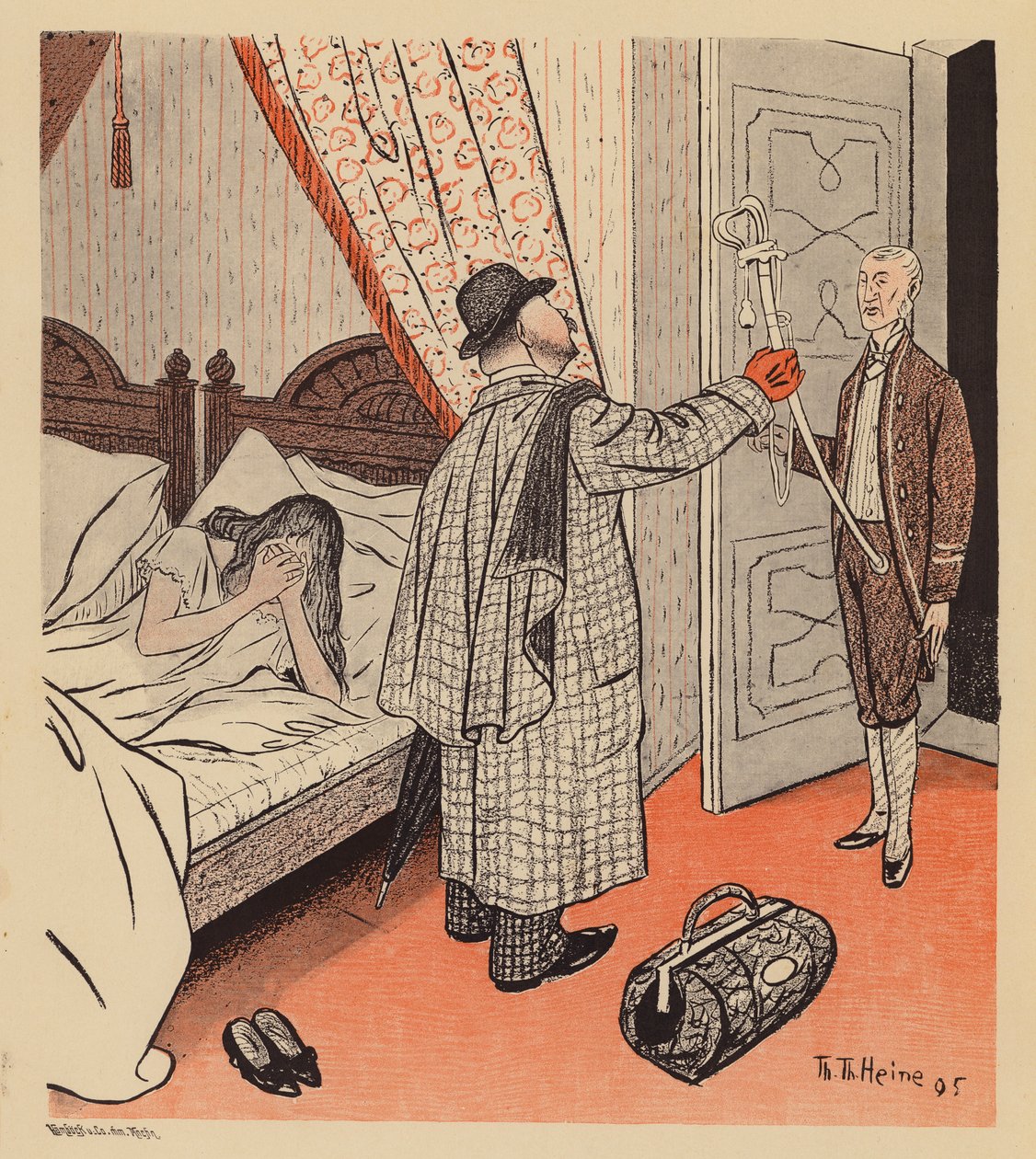 Mann entdeckt, dass seine Frau eine Affäre mit einem Soldaten hat von Thomas Theodor Heine