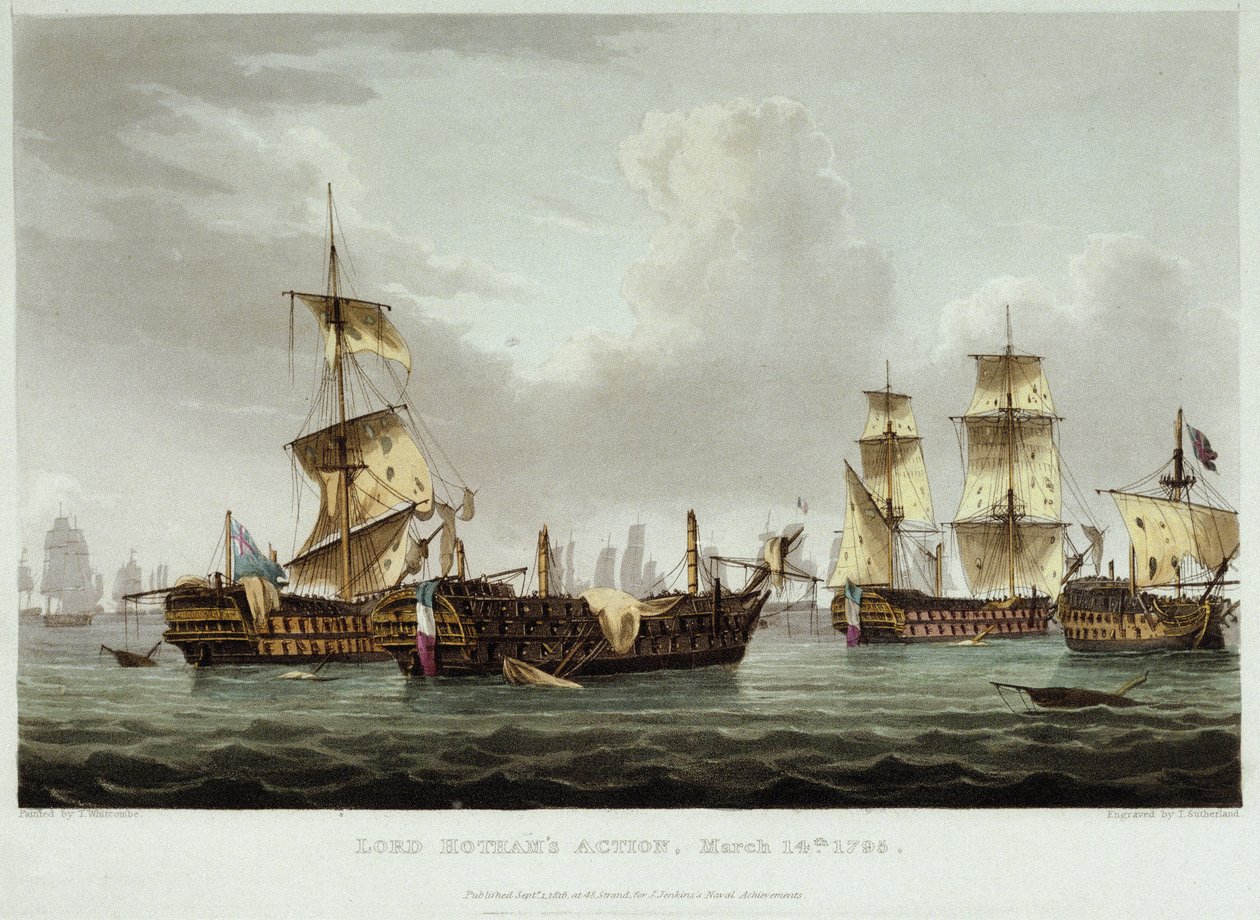 Die Seeschlacht unter der Führung von Lord William Hotham, am 14. März von Thomas Whitcombe