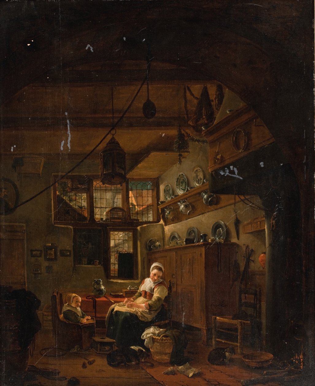 Innenraum eines niederländischen Bauernhauses von Thomas Wijck