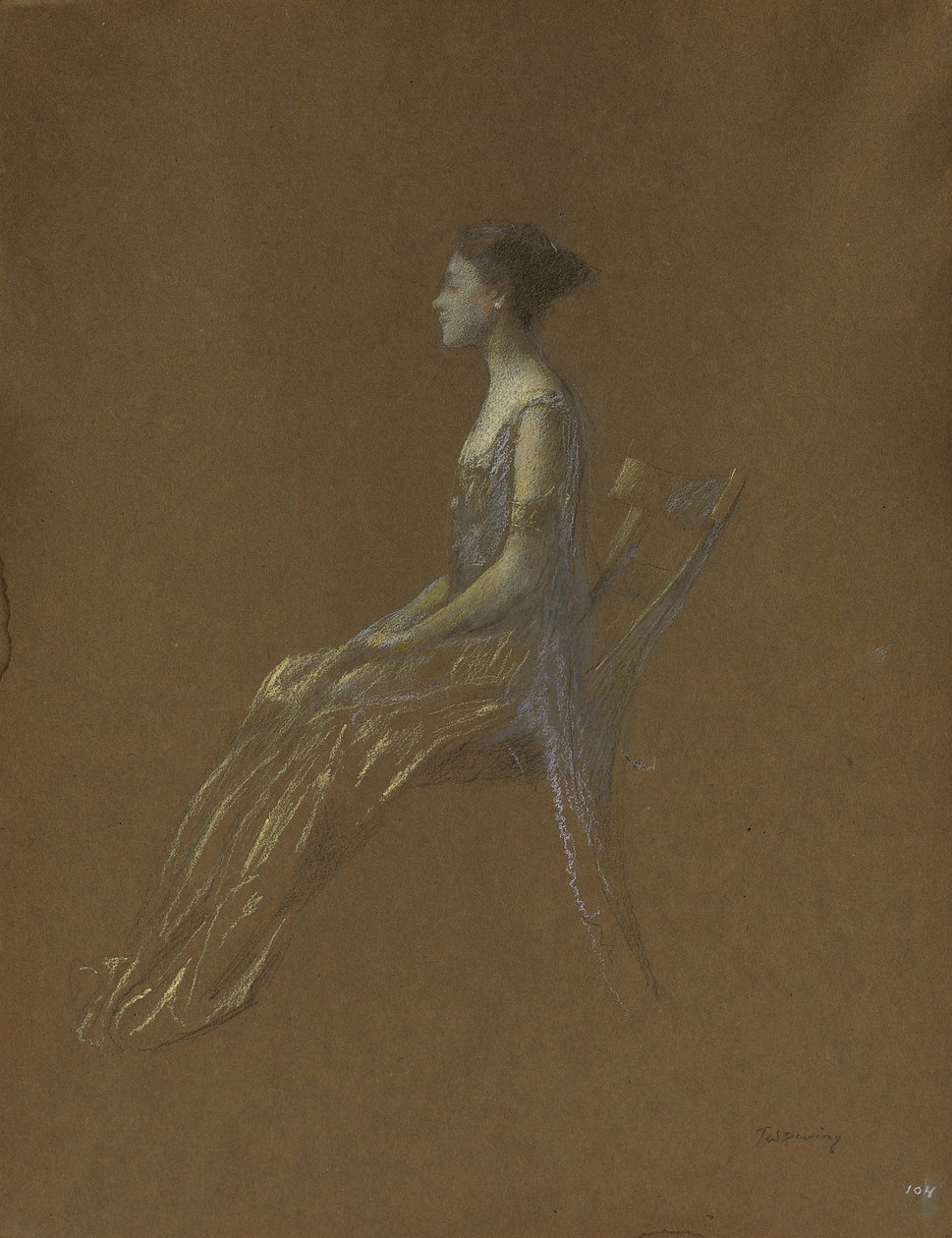 Sitzende Dame im gelben Kleid von Thomas Wilmer Dewing