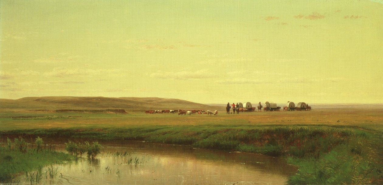 Ein Planwagenzug auf der Ebene von Thomas Worthington Whittredge