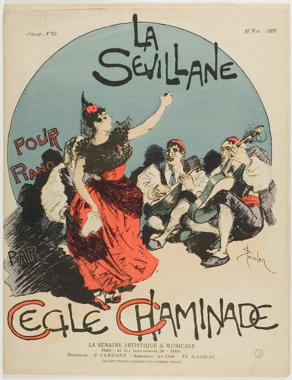 Ouvertüre für Die Frau aus Sevilla, für Klavier, von Cecile Chaminade von Théophile Alexandre Pierre Steinlen