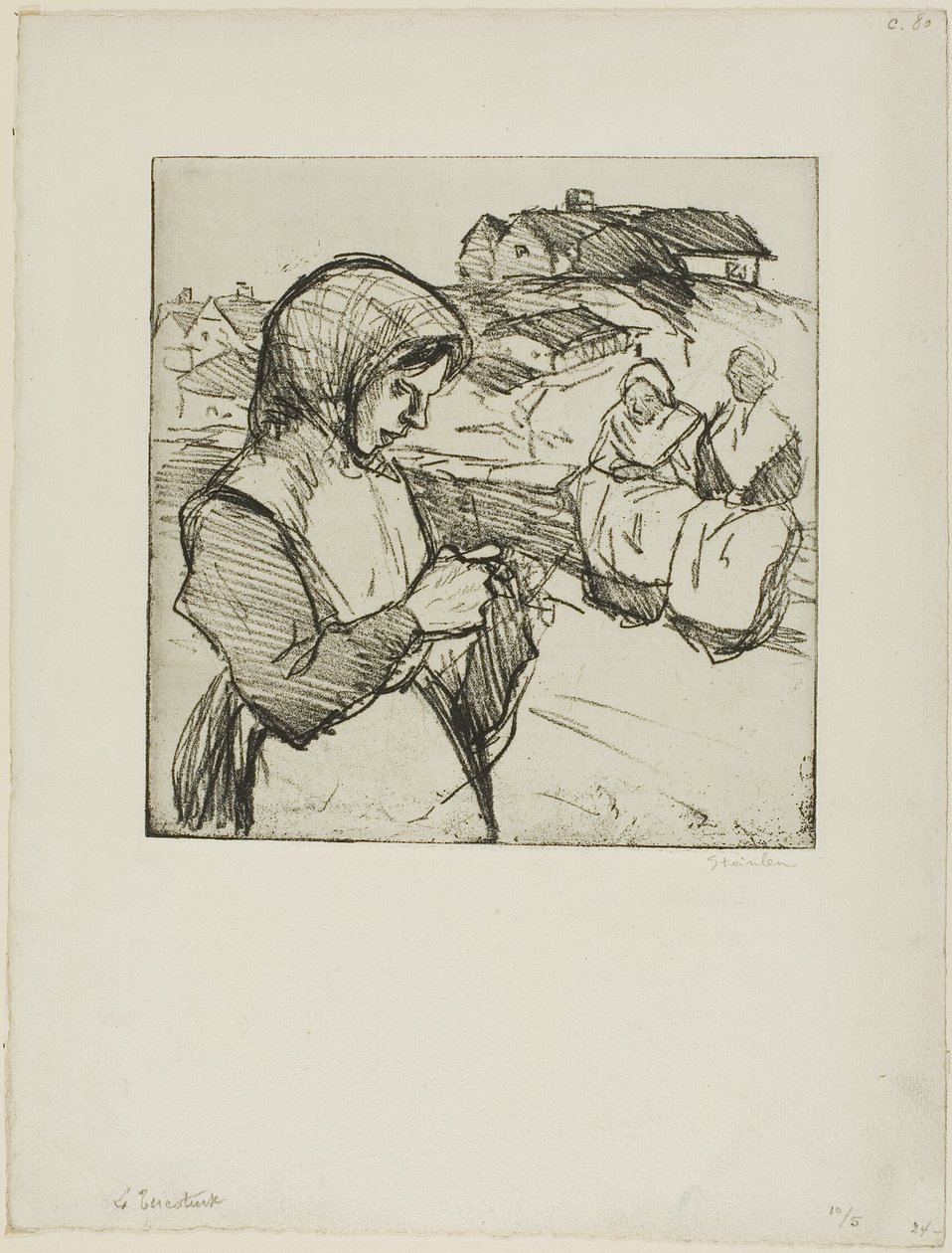 Die Strickerin von Théophile Alexandre Pierre Steinlen