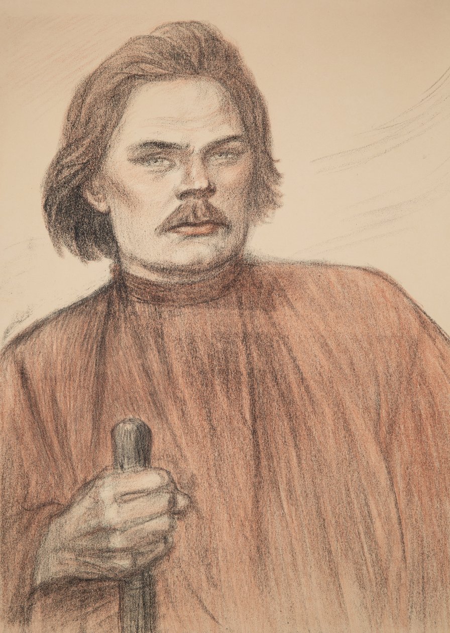 Porträt des Autors Maxim Gorki, 1868-1939, 1905 von Théophile Alexandre Steinlen
