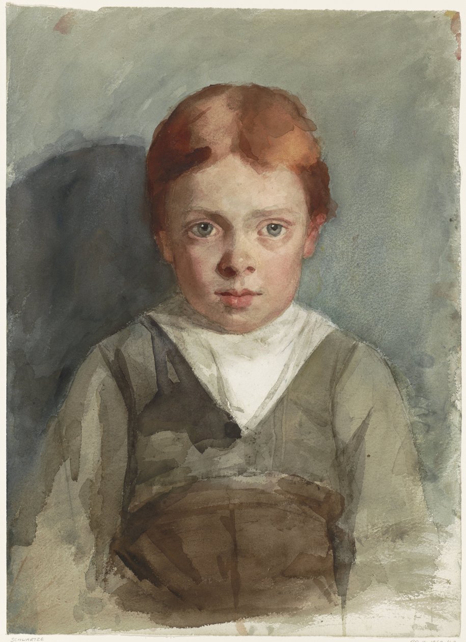 Porträt eines Jungen mit roten Haaren, von vorne von Thérèse Schwartze
