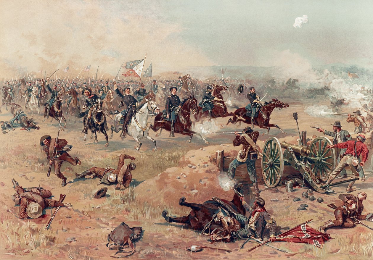Sheridans letzter Angriff bei Winchester, veröffentlicht von Prang & Co., 1886 von Thure de Thulstrup