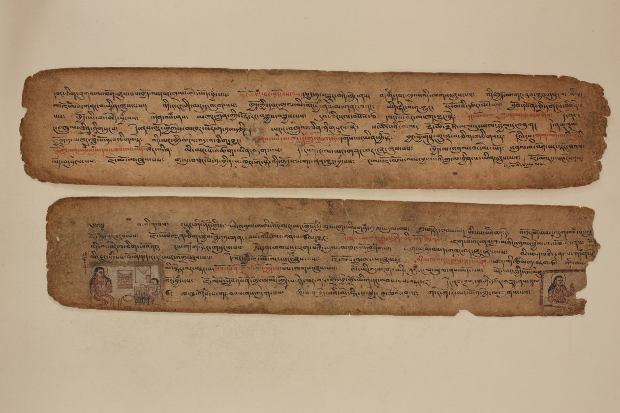 Milarepa baut Türme für Marpa, ca. 1400-99 von Tibetan School