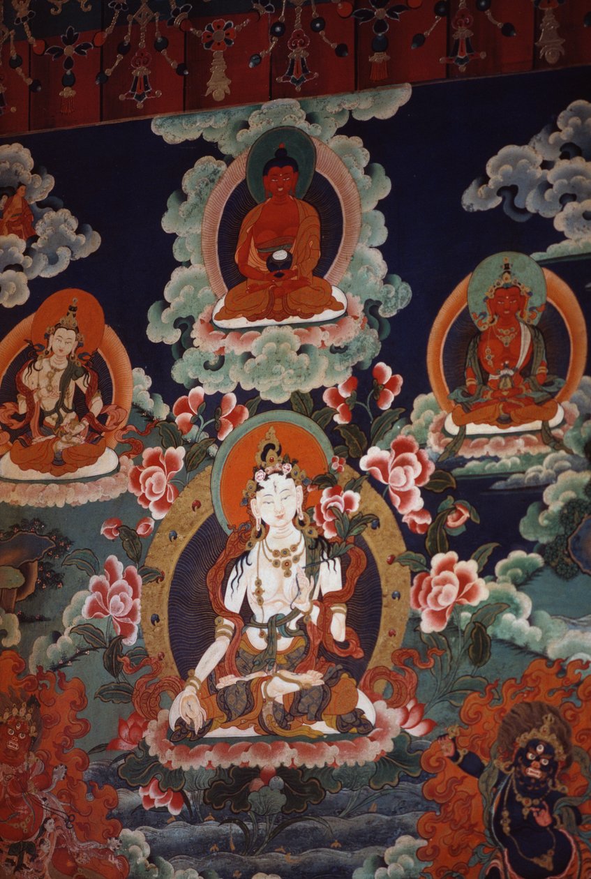 Wandgemälde, die Gottheiten darstellen, Potala-Palast (Unesco-Weltkulturerbe) von Tibetan School