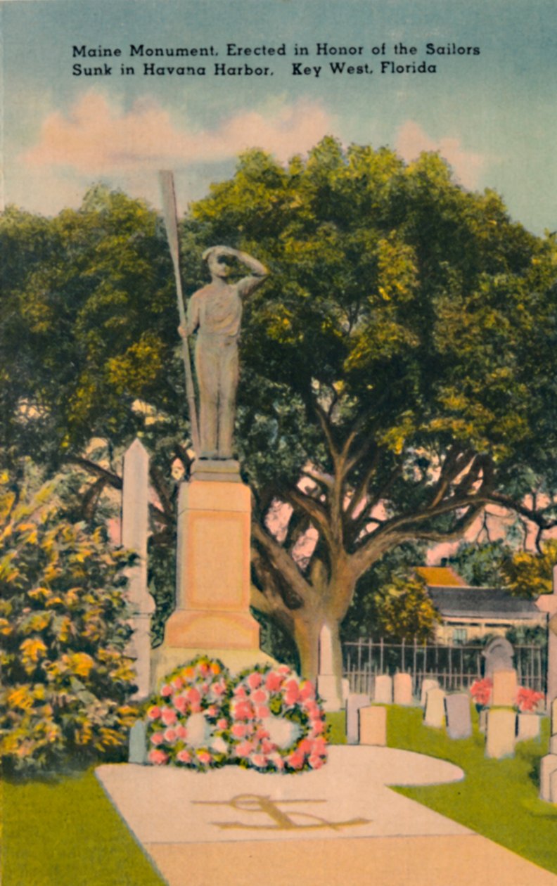 Maine-Denkmal, zu Ehren der im Hafen von Havanna gesunkenen Seeleute. Key West, Florida, ca. 1940er Jahre von Tichnor Brothers