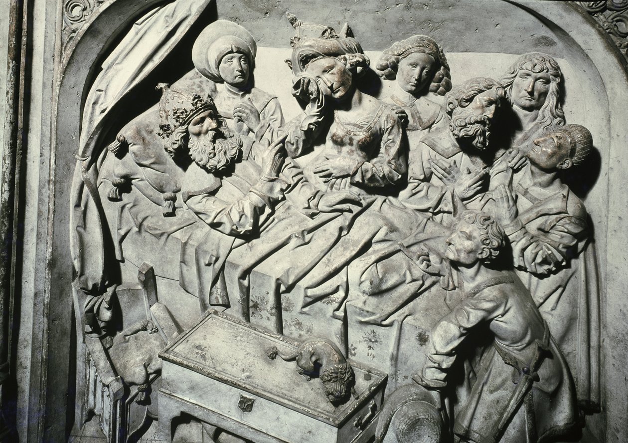 Grab von Heinrich II. 973-1024 und seiner Frau Kunigunde, Detail des Todes des Kaisers (1499-1513) von Tilman Riemenschneider