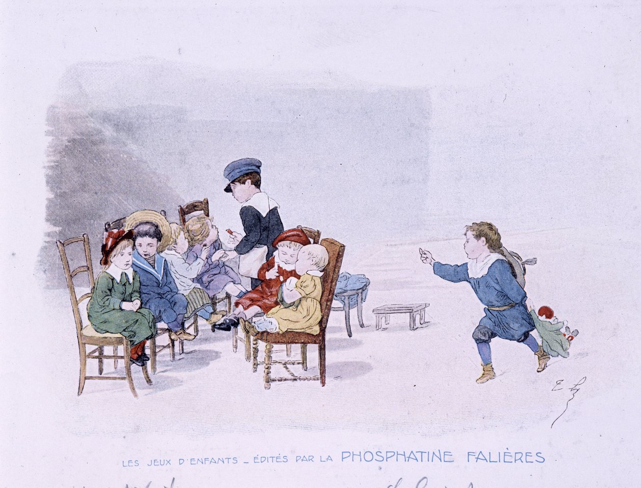 Kinderspiele: Die Schule - Zeichnung von Lobrichon, Ed. von Phosphatine Falières, ca. 1920 von Timoleon Marie Lobrichon