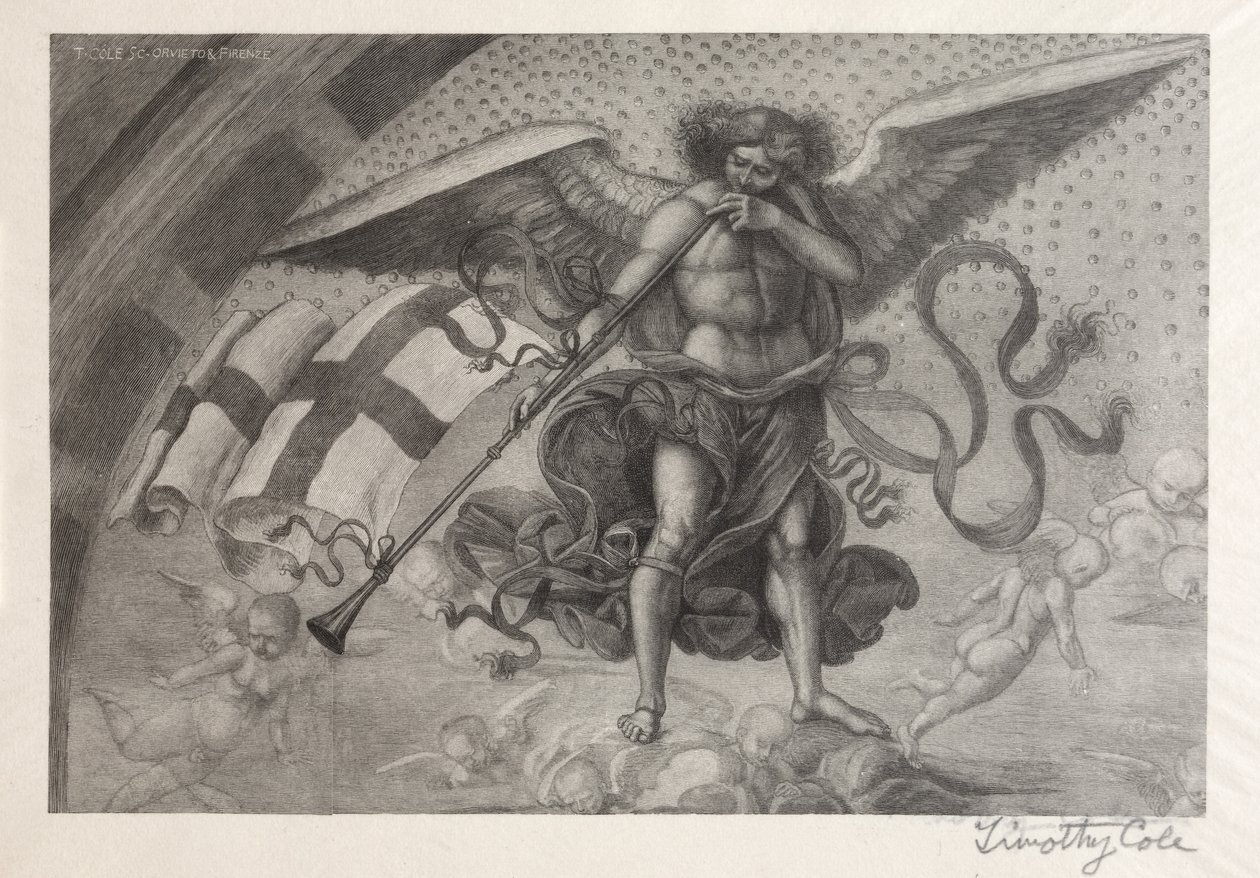 Alte italienische Meister: Engel, der eine Trompete bläst, 1888-1892 von Timothy Cole