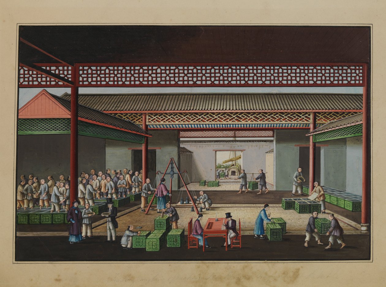 Wiegen und Kauf von Tee, um 1860 von Tinqua