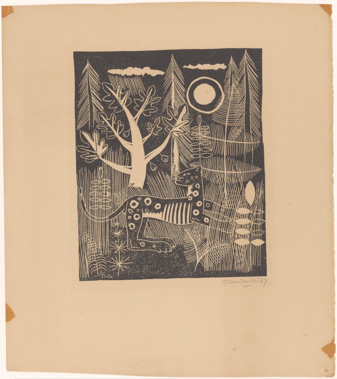 Waldansicht mit Leopard von Tinus van Doorn (signed by artist)