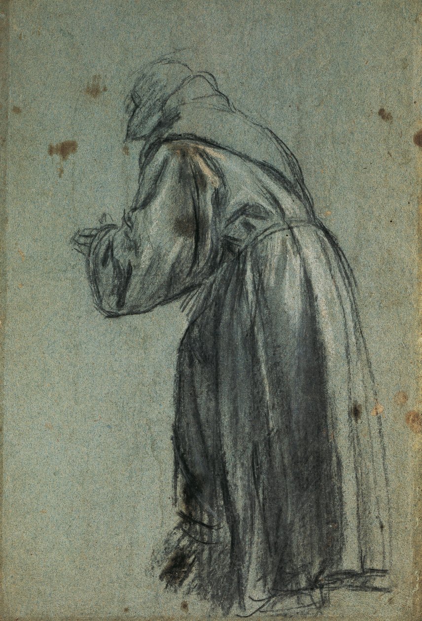 Studie zur Darstellung des Heiligen Franziskus (Kohlezeichnung) von Titian (c.1488 1576)