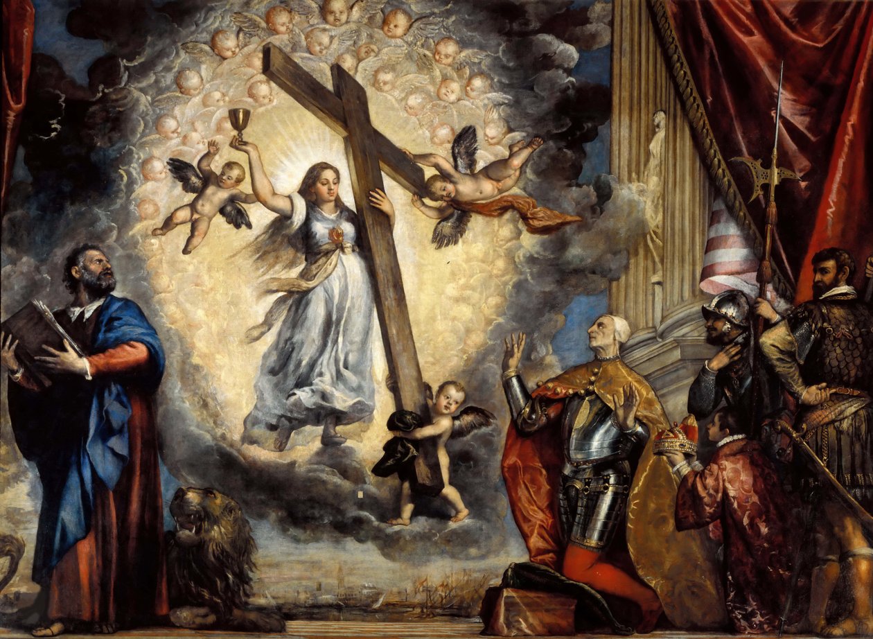 Doge Antonio Grimani kniet vor dem Glauben von Titian