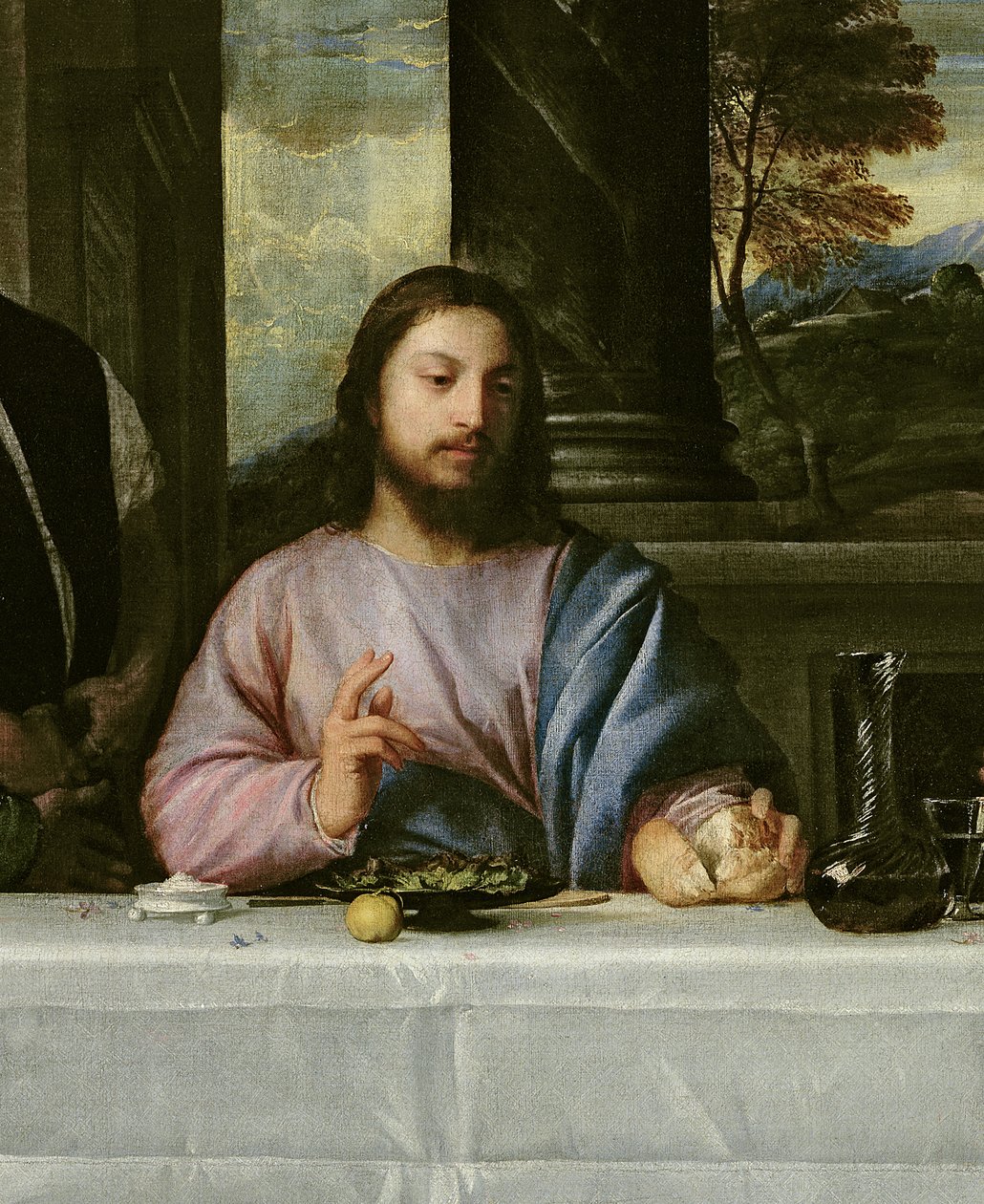 Das Abendmahl in Emmaus, um 1535 (Detail) von Tiziano Vecelli