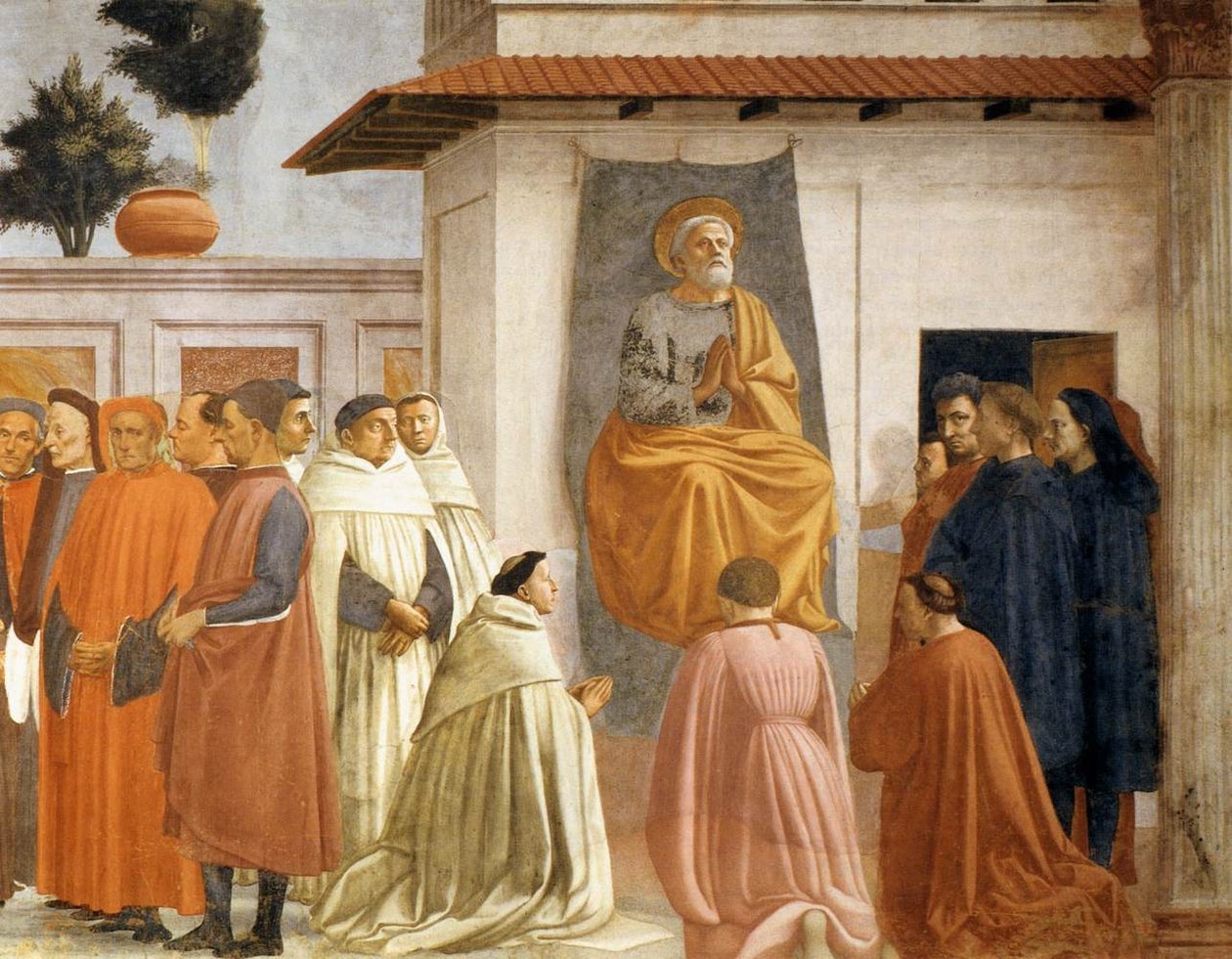 Auferweckung des Sohnes des Theophilus und St. Peter auf dem Thron (Detail) von Tommaso si Ser Giovanni di Simone