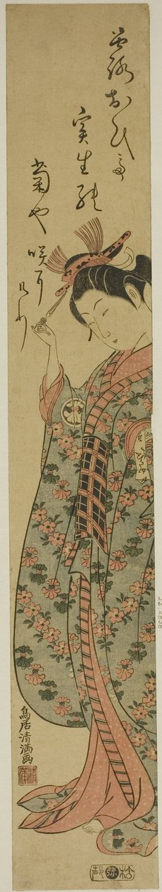 Der Schauspieler Segawa Kikunojo II als Frau mit Haarnadel von Torii Kiyomitsu I