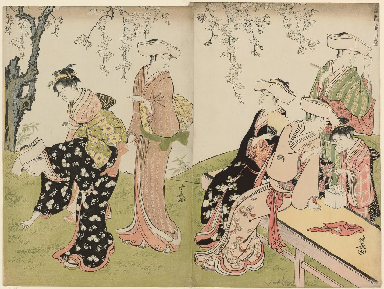 Ein Ausflug im Frühling, aus der Serie Ein Brokat der östlichen Sitten (Fuzoku azuma no nishiki) von Torii Kiyonaga