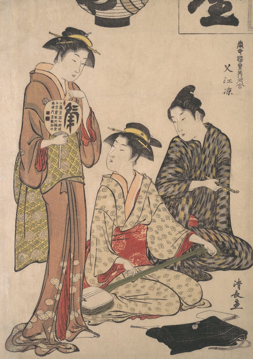 Genießen der Abendkühle in Nakasu von Torii Kiyonaga