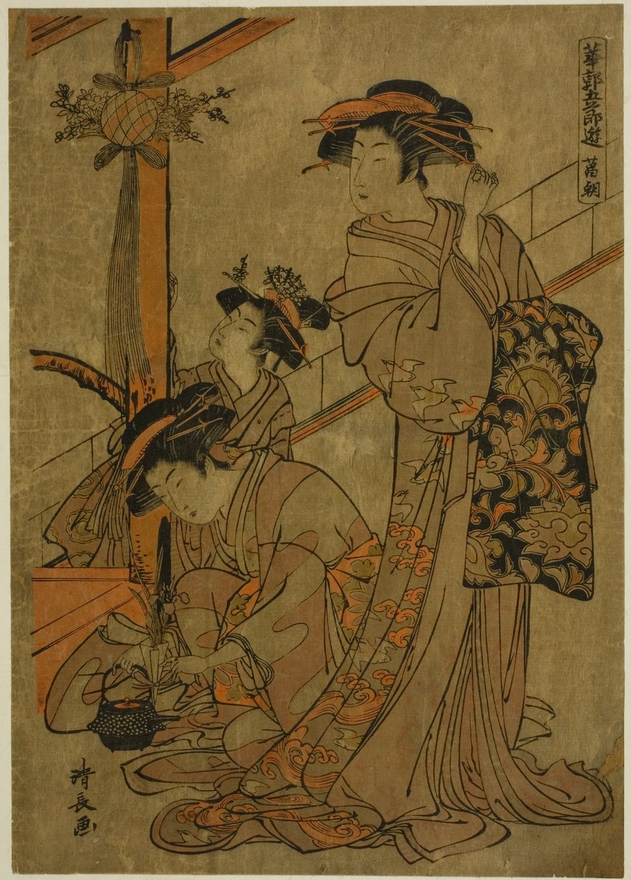Morgen der Iris, aus der Serie "Fünf Feste in den Vergnügungsvierteln" von Torii Kiyonaga