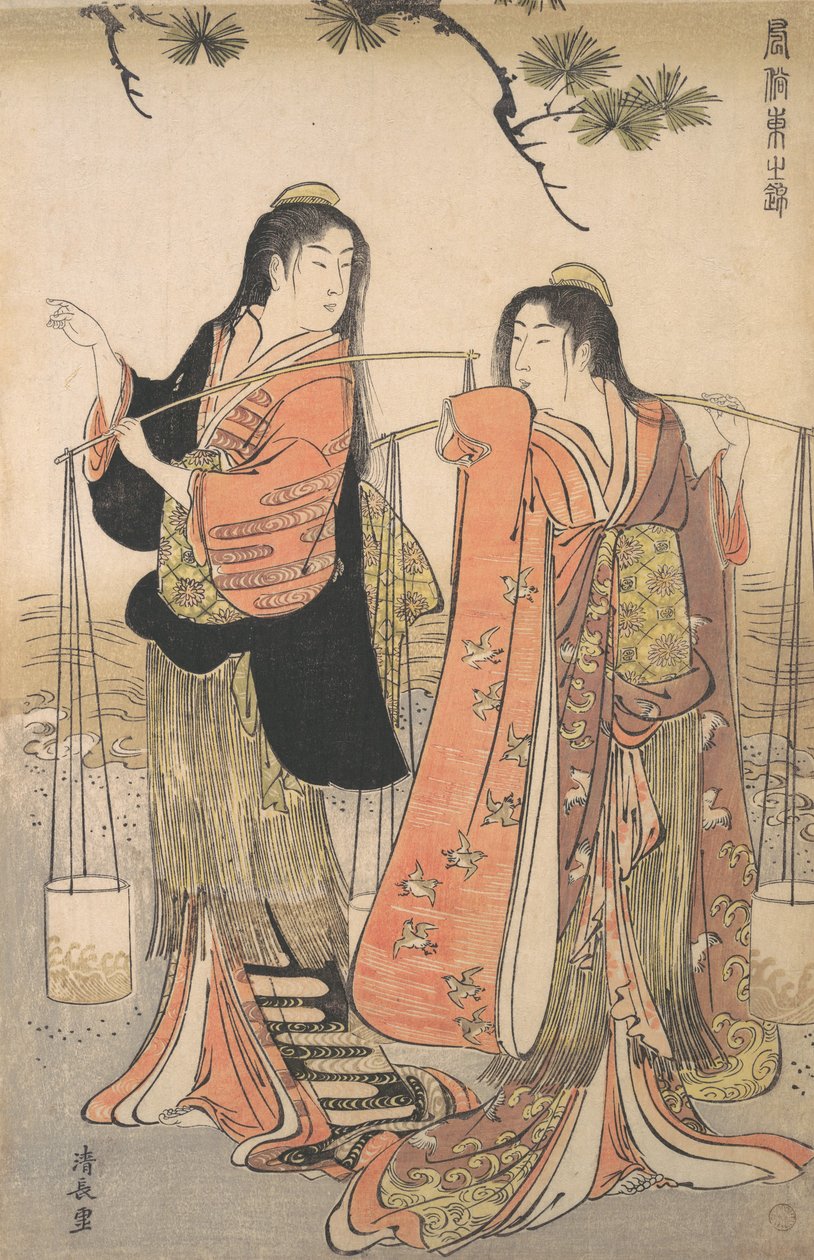 Der Tanz der Strandjungfrauen aus der Serie Brokat des Ostens, ca. 1770 von Torii Kiyonaga