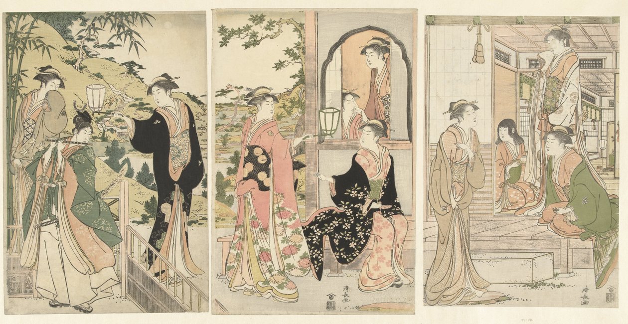 Yoshitsune bringt eine Serenade an Joruri Hime von Torii Kiyonaga
