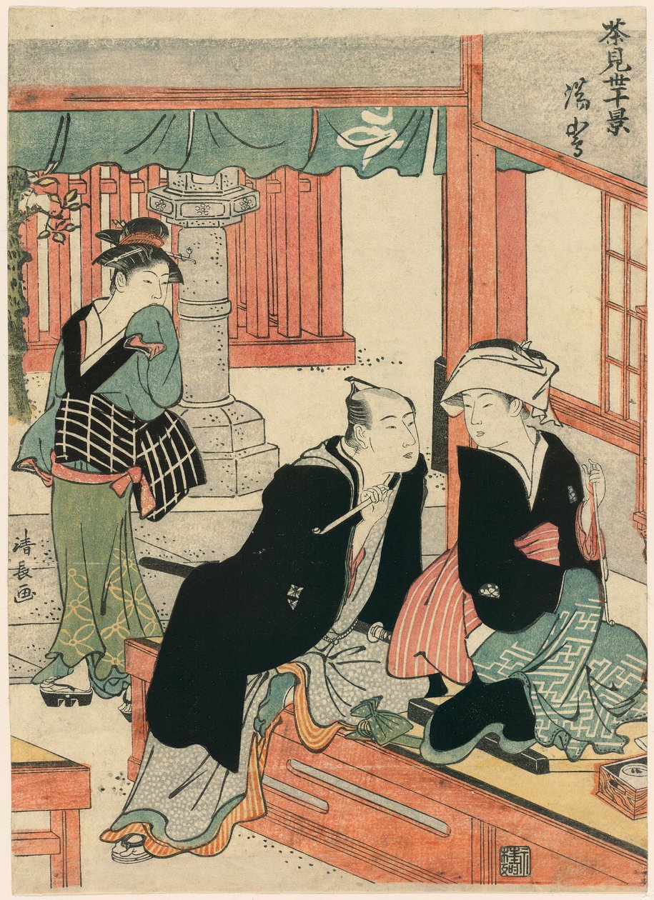 Yushima aus der Serie Szenen von zehn Teehäusern (Chamise jikkei) von Torii Kiyonaga