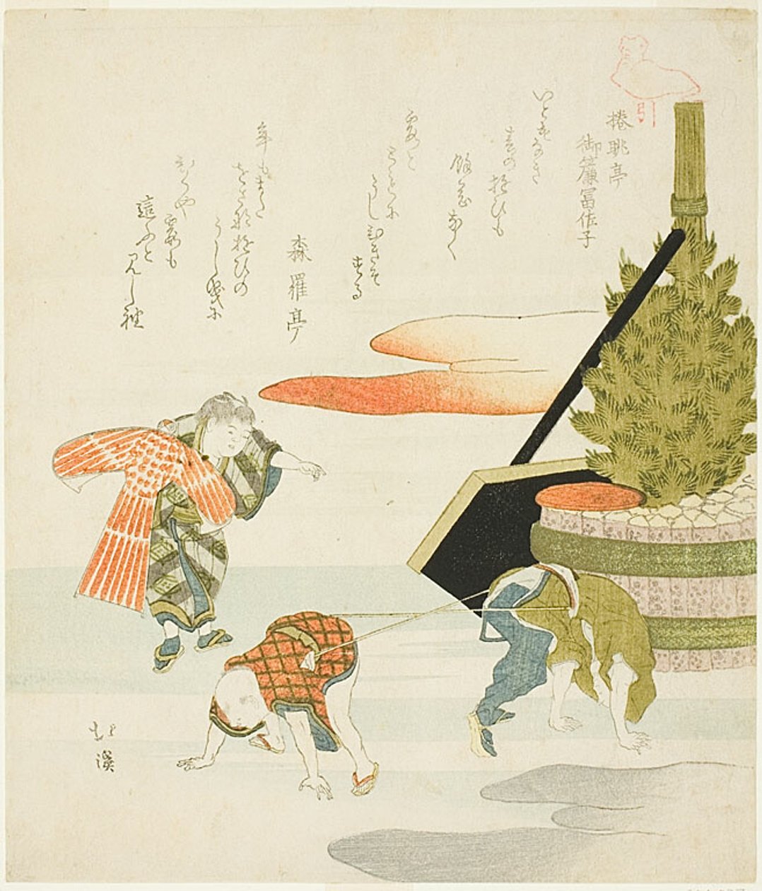 Kinder spielen Tauziehen von Totoya Hokkei