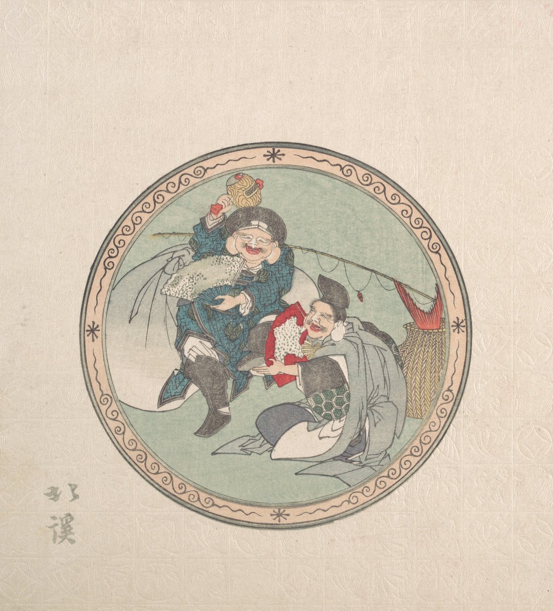 Ebisu und Daikoku, zwei der sieben Glücksgötter, 19. Jahrhundert von Totoya Hokkei