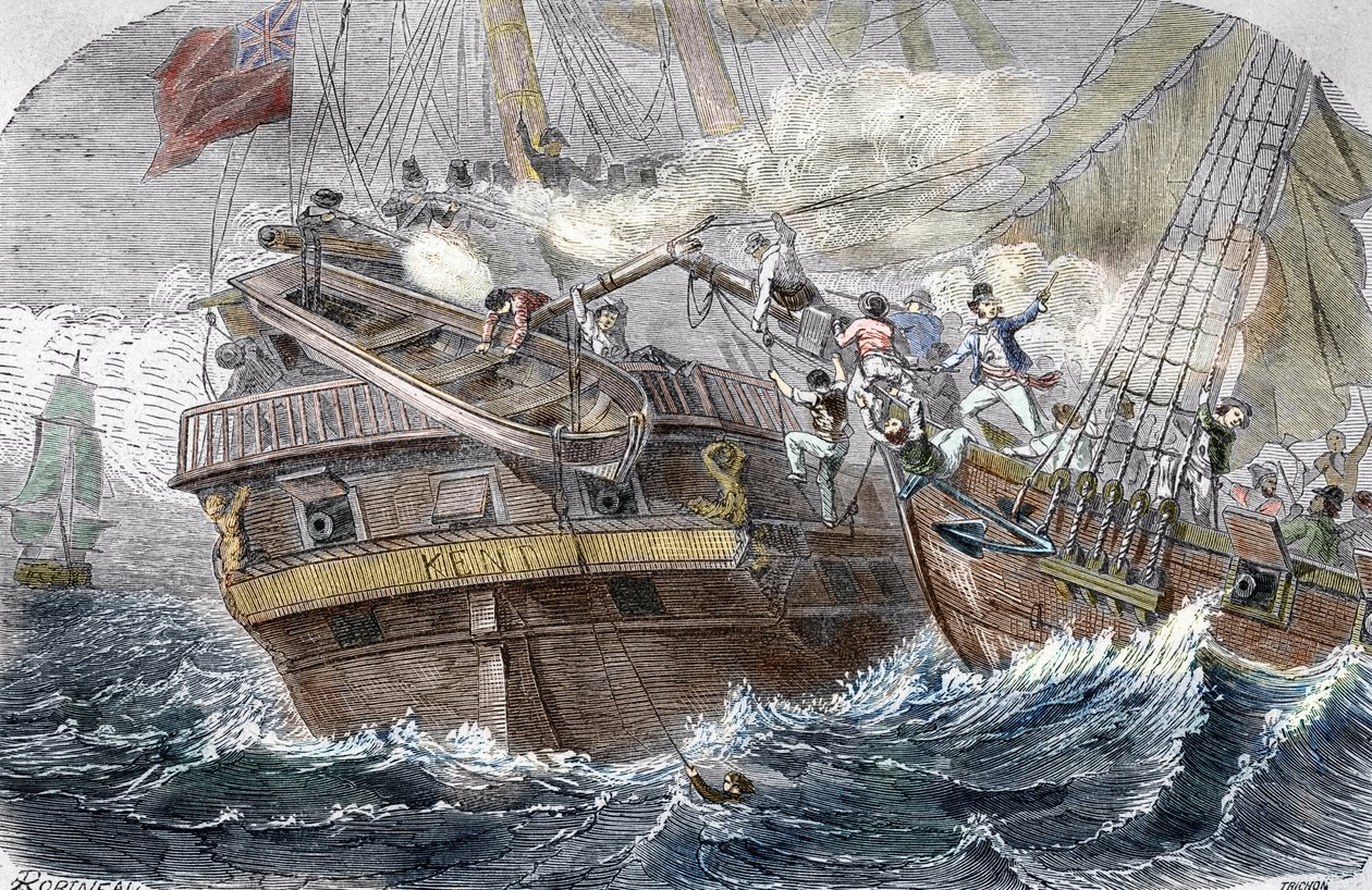 Eroberung der Kent durch den französischen Freibeuter Robert Surcouf von Trichon (after)