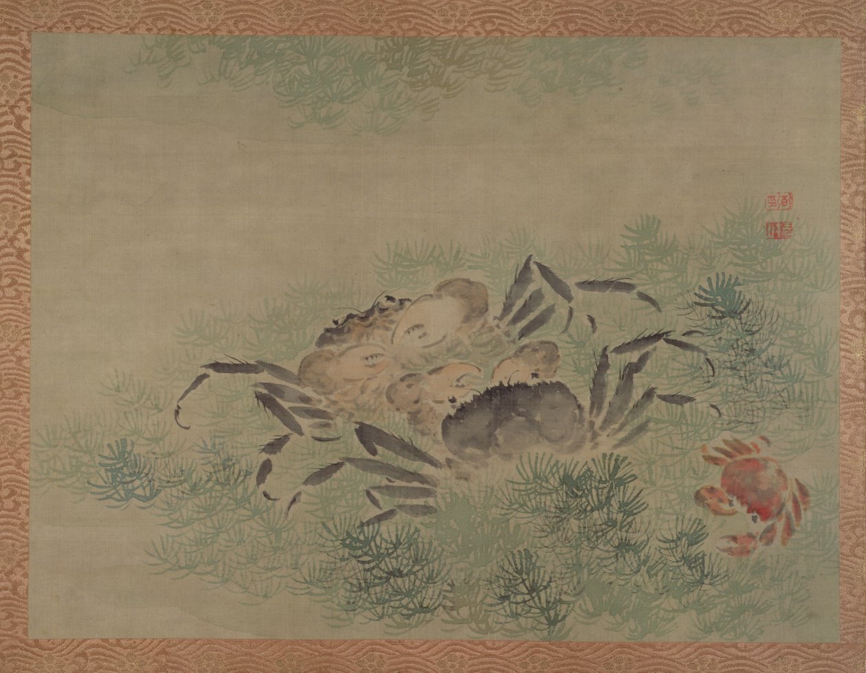 Krabben, 1851 (Aquarell auf Seide) von Tsubaki Chinzan