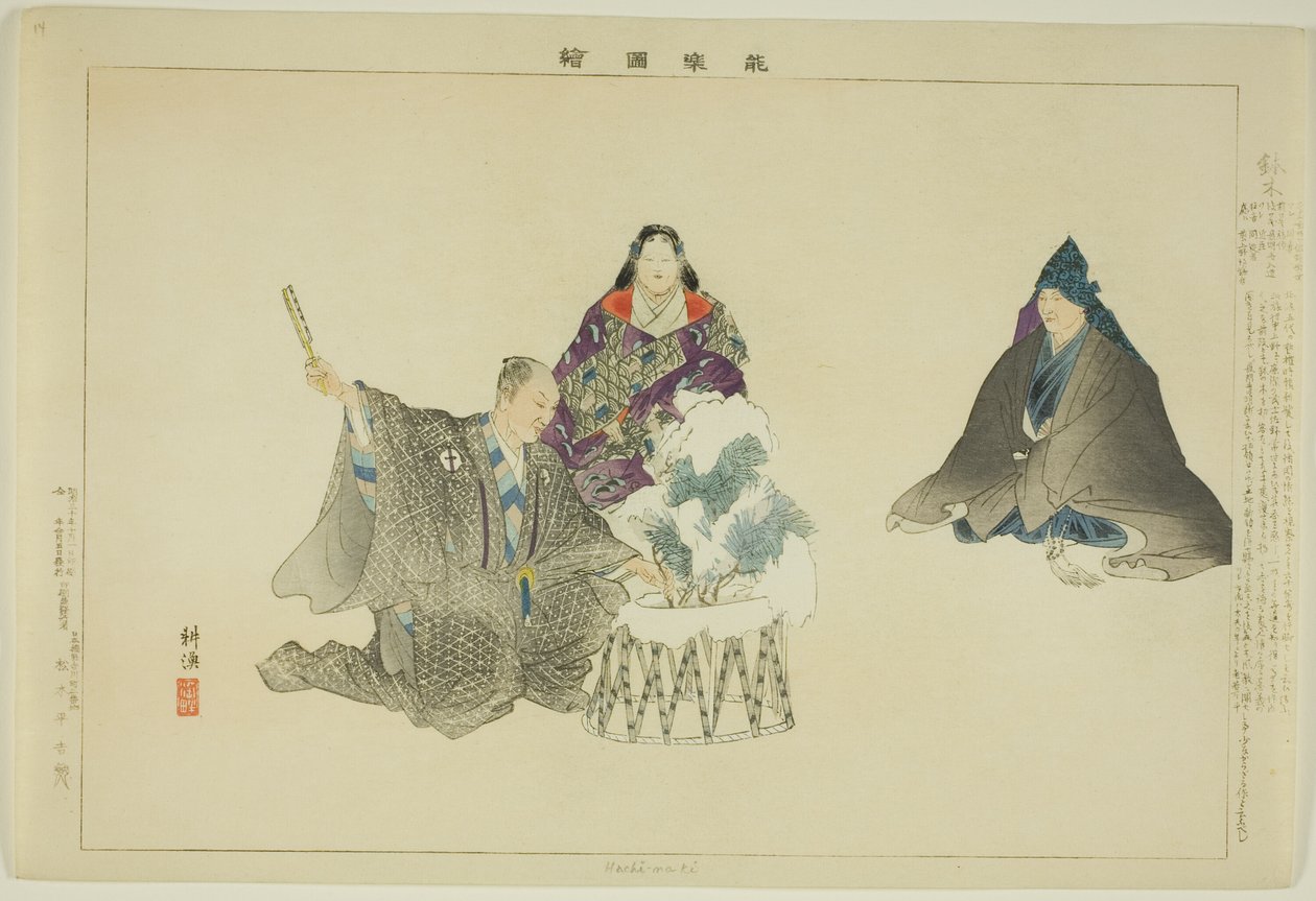 Hachi-maki, aus der Serie "Bilder von No-Aufführungen (Nogaku Zue)" von Tsukioka Kogyo