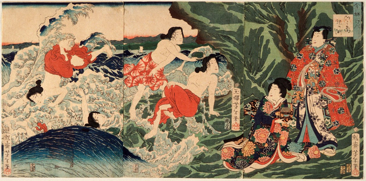 Ein moderner Prinz Genji in Chigogafuchi, Enoshima von Tsukioka Yoshitoshi