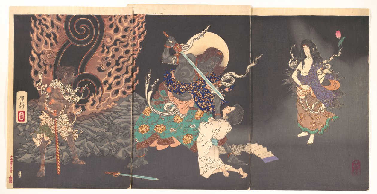 Fudō Myōō bedroht einen Novizen von Tsukioka Yoshitoshi