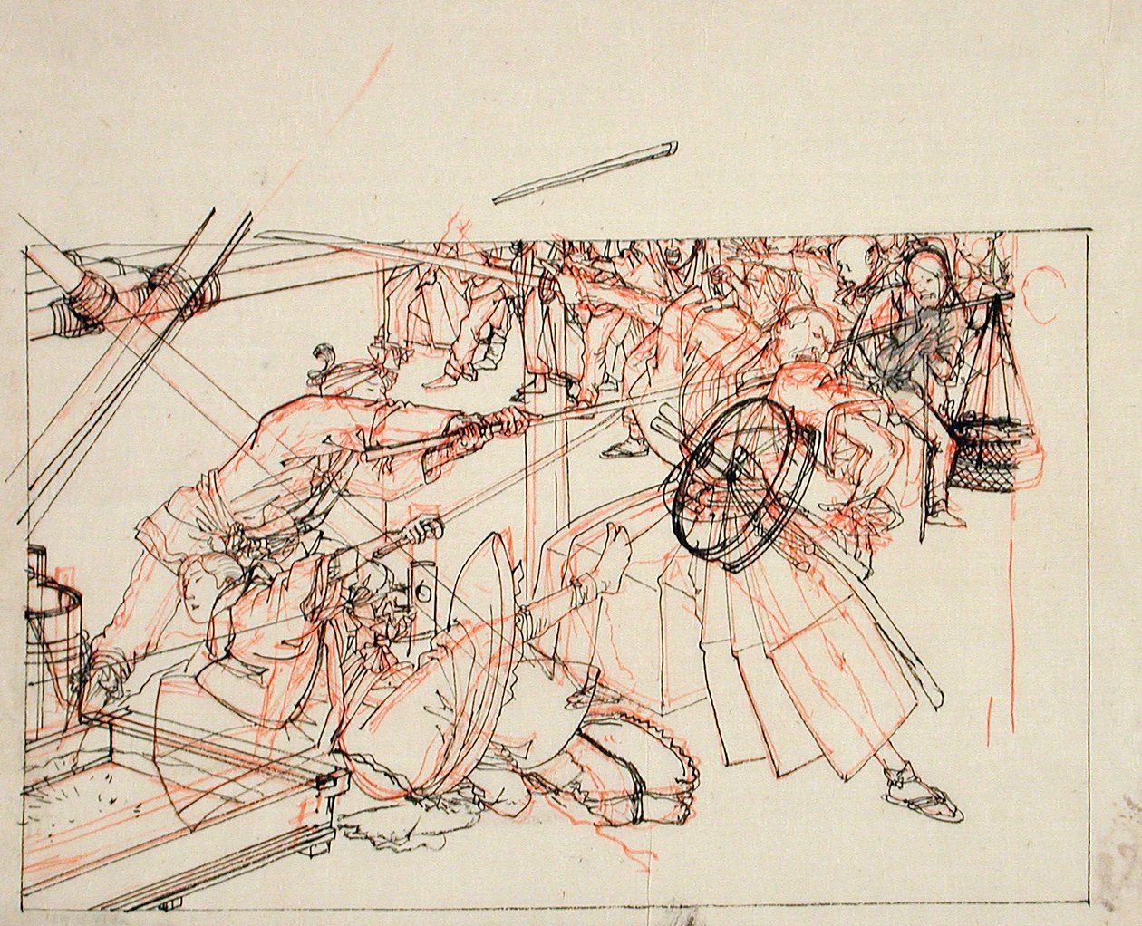 Vorbereitende Zeichnung für eine Buchillustration von Tsukioka Yoshitoshi