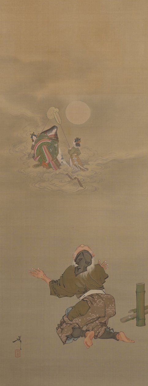 Zurückgekehrt in den Mondpalast-Taketori (Bambusschneider) aus der Serie Zwölf Aspekte des Mondes von Tsukioka Yoshitoshi